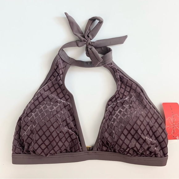 Gossip Velvet High Neck Purple Mauve Bikini Top Halter Von Maur Large NWT - Picture 4 of 9